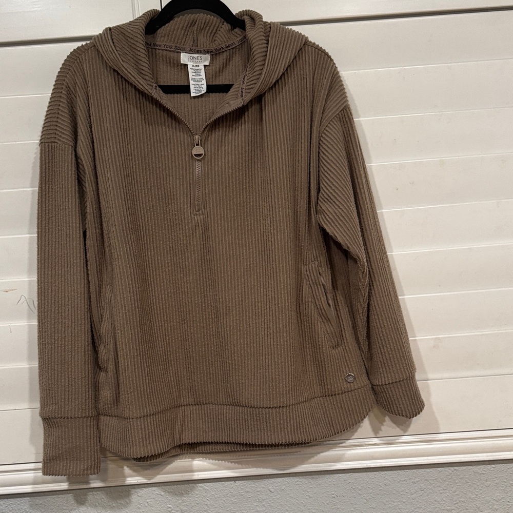Jones New York Tan Hooded Sweater